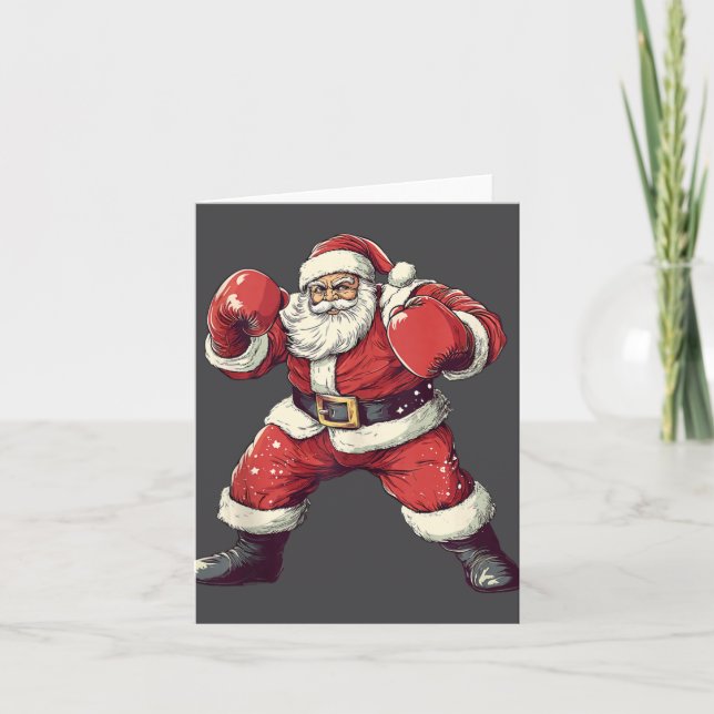 Tarjeta Papá Noel boxeador aficionado divertido Mma Muay T (Anverso)