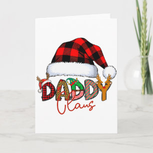 Tarjeta Papa Noel Bufanda a Cuadros Roja Gorro de Santa Na