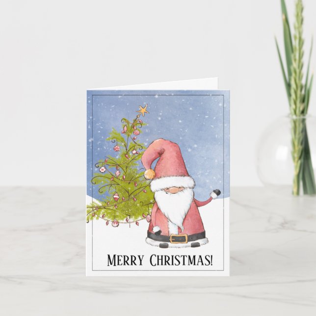 Tarjeta Papá Noel Caprichoso Navidad Personalizada (Anverso)