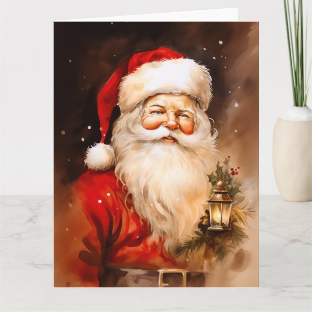 Tarjeta Papá Noel con linterna (Anverso)