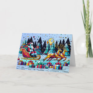 Tarjeta Papá Noel con regalos de Navidad