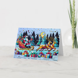 Tarjeta Papá Noel con regalos de Navidad