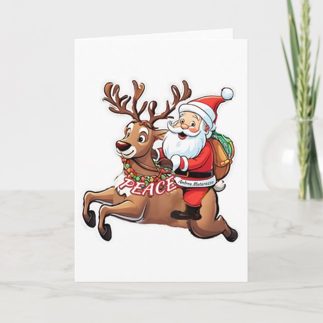 Tarjeta Papá Noel con regalos de paz (Anverso)