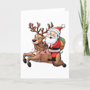 Tarjeta Papá Noel con regalos de paz