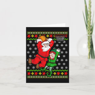 Tarjeta Papá Noel de baloncesto Slam Dunk Elfo feo de Navi