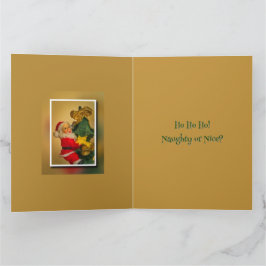 Tarjeta Papá Noel de época personalizado sobre el árbol de