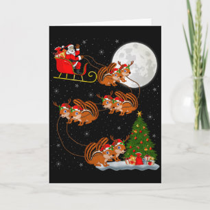 Tarjeta Papá Noel de la ardilla Trineo Volador Divertido M