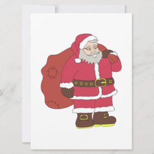 Tarjeta Papá Noel de rojo con bolsa de regalos y gafas