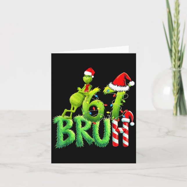 Tarjeta Papá Noel Divertido Bruh Navidad Meme 6 Regalo Hom (Anverso)