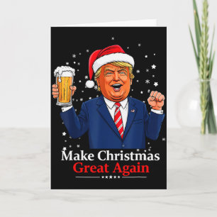 Tarjeta Papá Noel divertido de Navidad Trump pijama de Nav