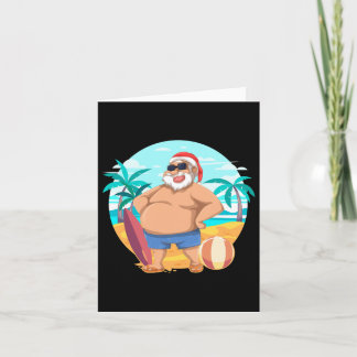 Tarjeta Papá Noel divertido de verano hawaiano Navidad tro