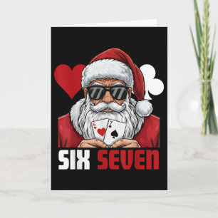 Tarjeta Papá Noel Divertido Dice Seis Siete Póquer Navidad
