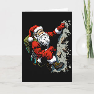 Tarjeta Papá Noel divertido escalada en roca Navidad Xmas 