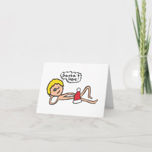 Tarjeta Papá Noel Divertido Está Aquí Humor Navideño