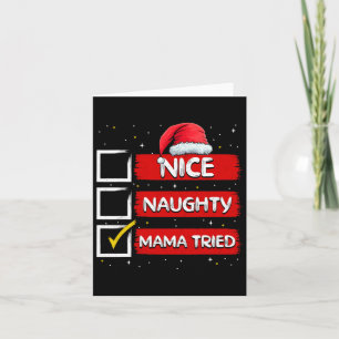 Tarjeta Papá Noel divertido Mamá agradable traviesa intent