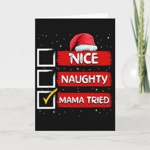 Tarjeta Papá Noel divertido Mamá traviesa agradable intent