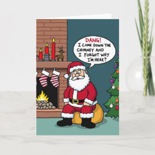 Tarjeta Papá Noel Divertido Olvidó Por Qué Está Aquí Navid
