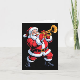 Tarjeta Papá Noel Divertido Tocando Trompeta Fiesta de Nav