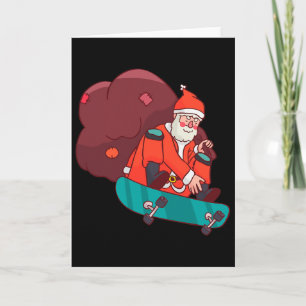 Tarjeta Papá Noel en monopatín regalo divertido de Navidad