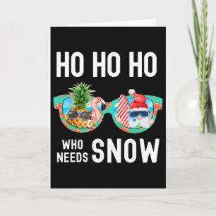 Tarjeta Papá Noel en palmera surfando vacaciones de verano