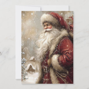 Tarjeta Papá Noel en Pueblo Felices Fiestas Doble