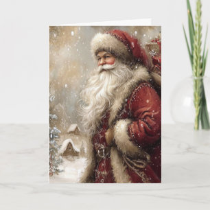 Tarjeta Papá Noel en Pueblo Felices Fiestas Dobleces