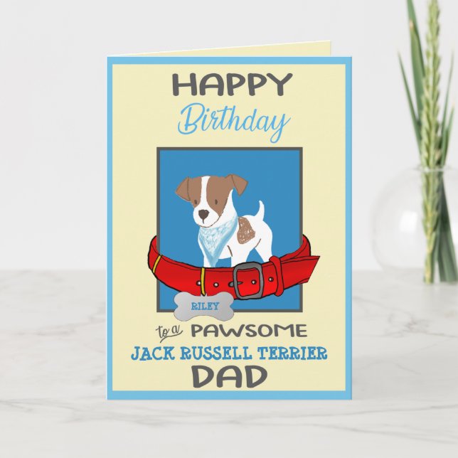 Tarjeta Papá Noel Feliz Día de Cumpleaños Jack Russell Ter (Anverso)