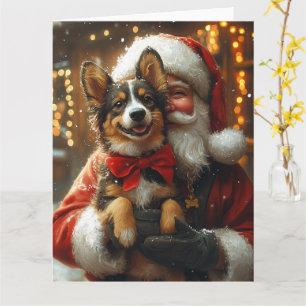 Tarjeta Papá Noel festivo de Navidad Kelpie australiano