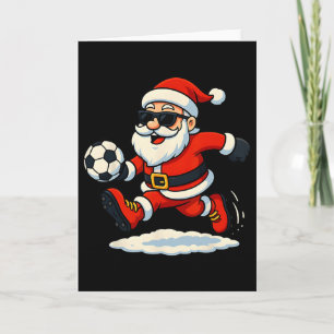 Tarjeta Papá Noel Fútbol Deportes Jugando Navidad Nieve X