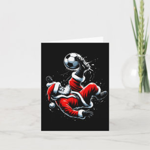 Tarjeta Papá Noel fútbol jugador patada bicicleta Navidad
