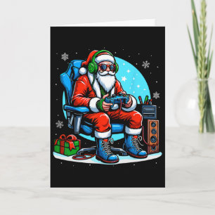 Tarjeta Papá Noel Gamer Navidad Divertido Video Juegos Chr