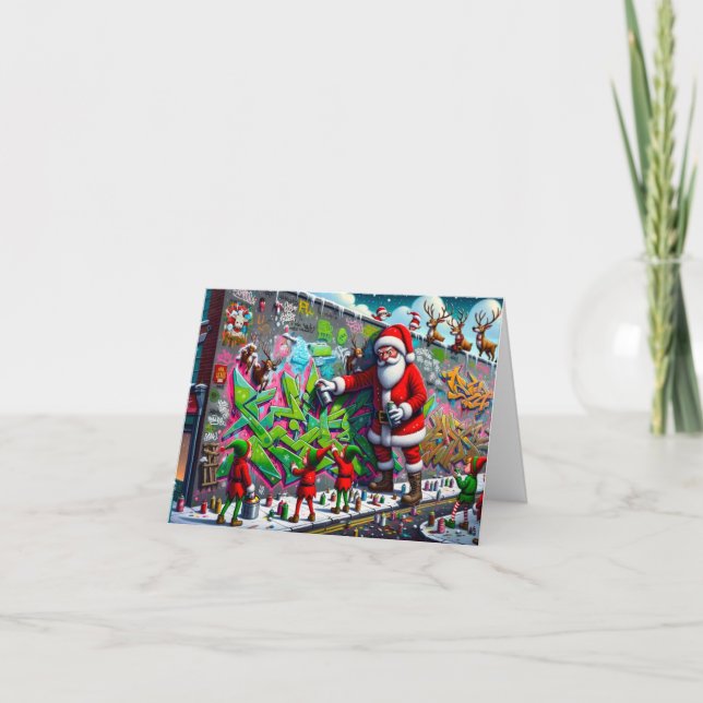 Tarjeta Papá Noel Grafiti Malo (Anverso)