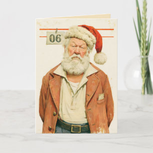 Tarjeta Papá Noel gruñón Navidad Mugshot