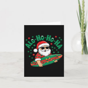 Tarjeta Papá Noel hawaiano divertido Alo-ho-ho-ha surfeand