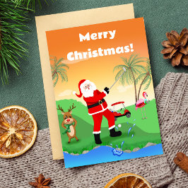 Tarjeta Papá Noel jugando fuera de obstáculo de agua en go
