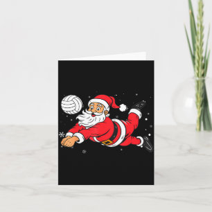 Tarjeta Papá Noel jugando voleibol pijama de Navidad genia