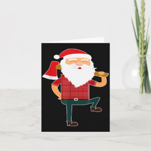 Tarjeta Papá Noel Leñador Bonito Funny Christmas Feo Hacha