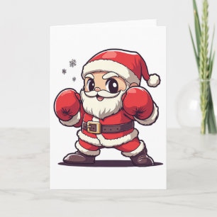 Tarjeta Papá Noel Lindo Boxeando - Navidad temática de Nav