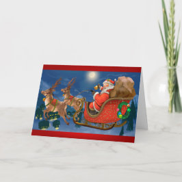 Tarjeta Papá Noel montado en un trineo
