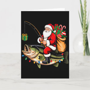 Tarjeta Papá Noel montando B Fish Navidad Pesca Divertido 