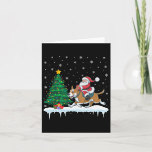 Tarjeta Papá Noel montando perro de ganado niños niñas Nav