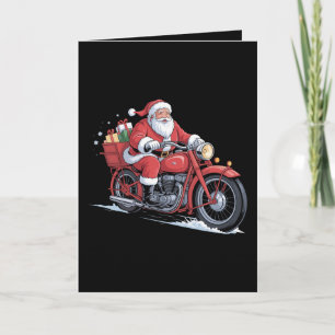 Tarjeta Papá Noel Motocicleta Motero Navidad Xmas