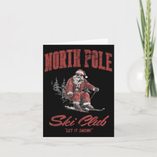 Tarjeta Papá Noel Navidad Nieve Esquí En El Norte Le
