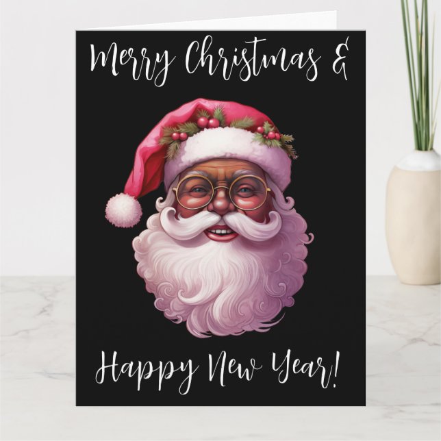 Tarjeta Papá Noel Negro, Mucha energía de Nick, travieso,  (Anverso)