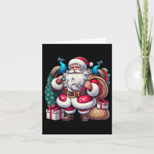 Tarjeta Papá Noel norteamericano celebra Navidad Presente 