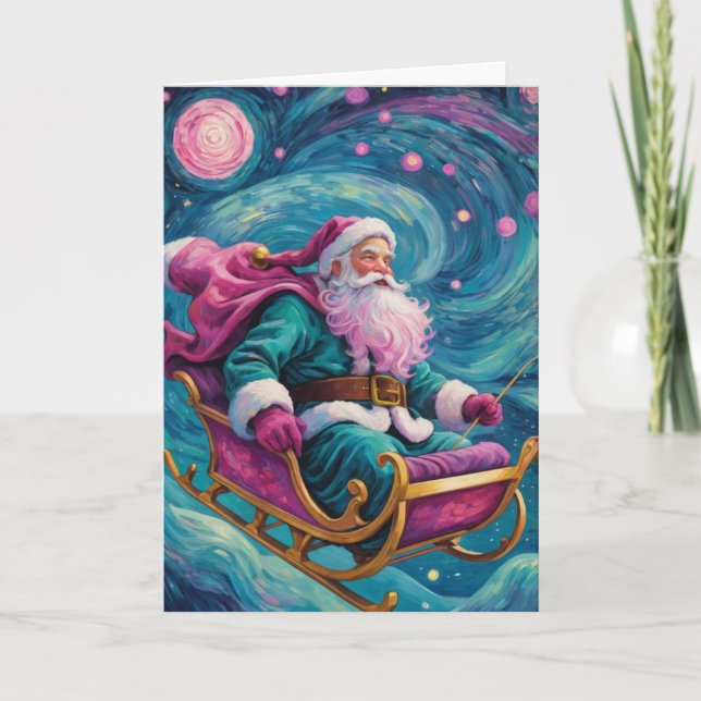 Tarjeta Papá Noel personalizado de la noche estrellada (Anverso)