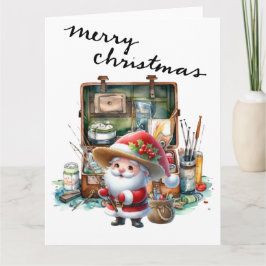 Tarjeta Papá Noel pescando el día de Navidad 