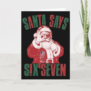 Tarjeta Papá Noel Retro Divertido Dice Seis Siete Navidad