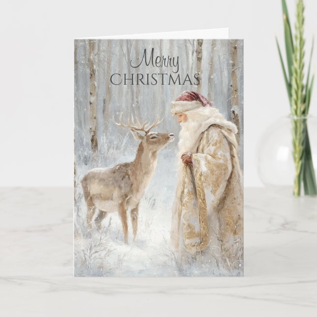 Tarjeta Papá Noel rústico Navidad  (Anverso)
