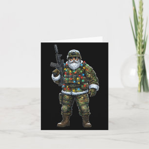 Tarjeta Papá Noel Soldado Camuflaje Navidad Militar Cazado